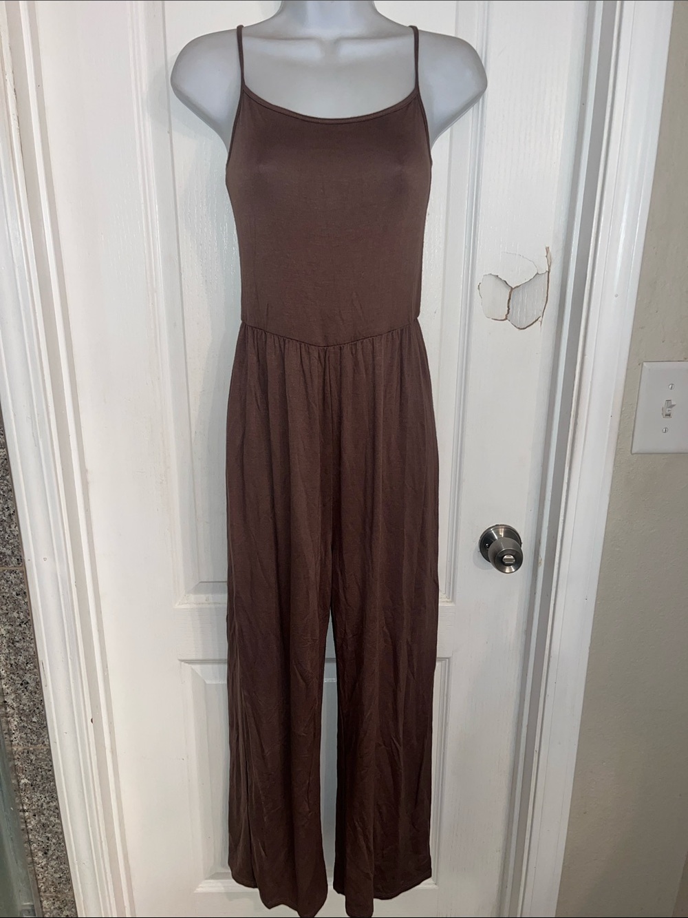 NWT Women's Brown Spaghetti-Strap Jumpsuit, size small